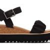 Femme TOMS Plateformes | Diana Ruched Woven Wedge Sandal Tissu Fronce Noir