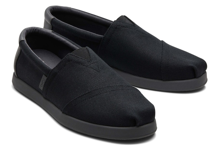 Homme TOMS Alpargata | Alp Fwd Black Canvas Synthetic Trim Black Waxed Canvas