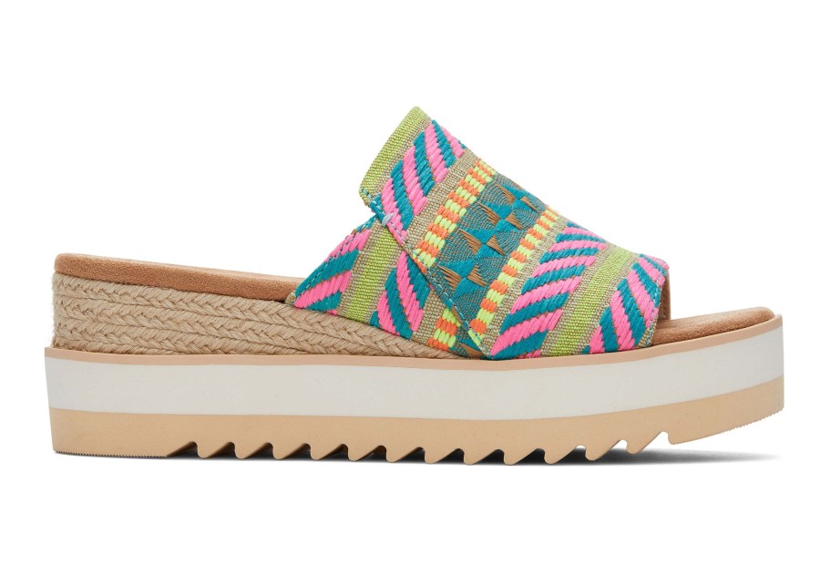 Femme TOMS Plateformes | Diana Mule Sandal Jacquard Global Rose Neon