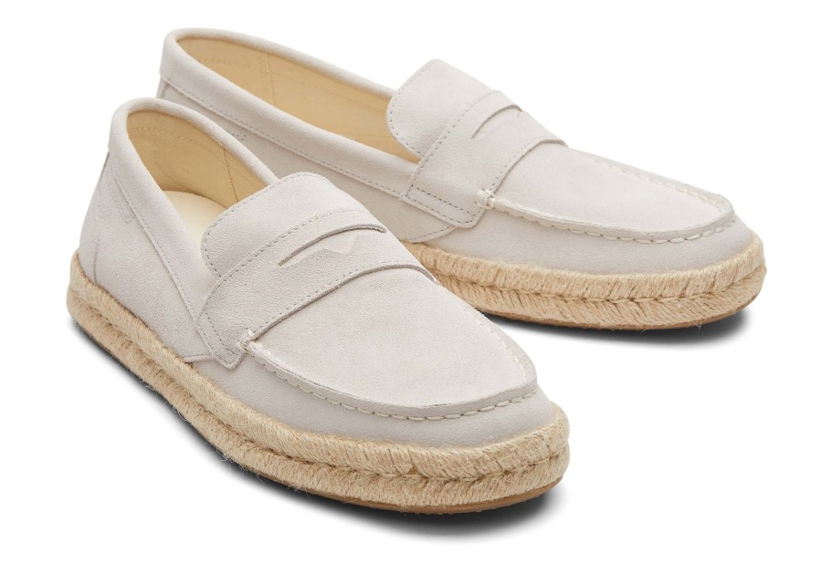 Homme TOMS Espadrilles | Stanford 2.0 Rope Espadrille Suede Daim Gris Galet