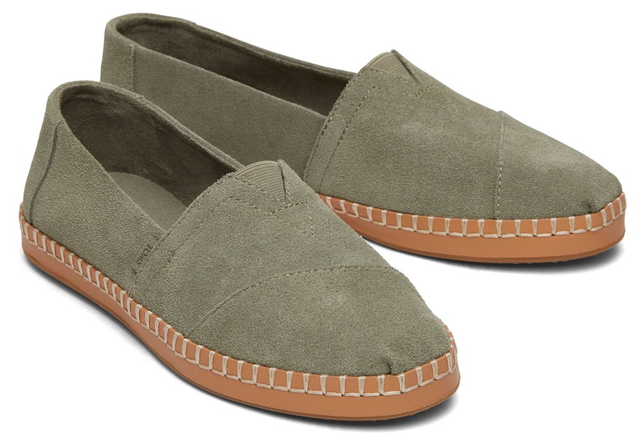 Femme TOMS Slip-Ons | Alpargata Enveloppe En Cuir Daim Gris Vetiver