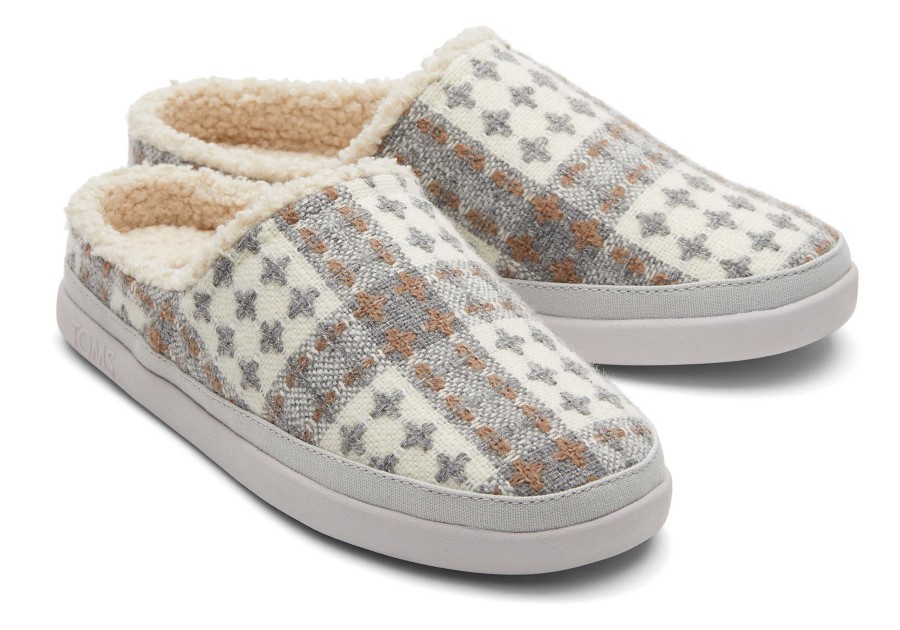 Femme TOMS Chaussons | Chausson Sage Gris En Fausse Peau De Mouton A Carreaux Ombre