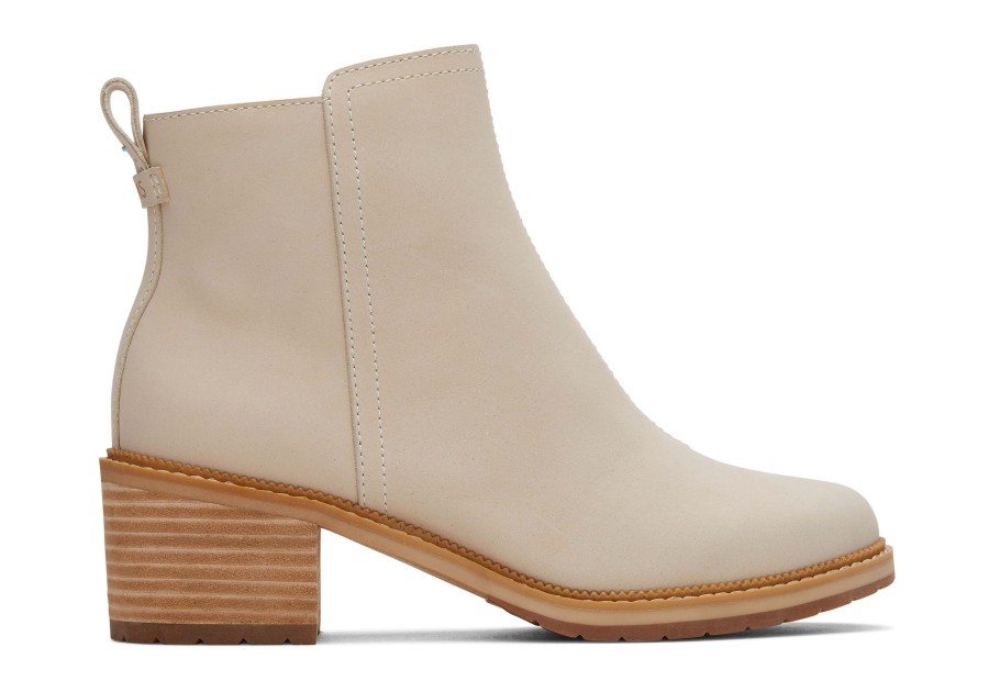 Femme TOMS Talons & Compensees | Bottes Impermeable Marina Beige Leather