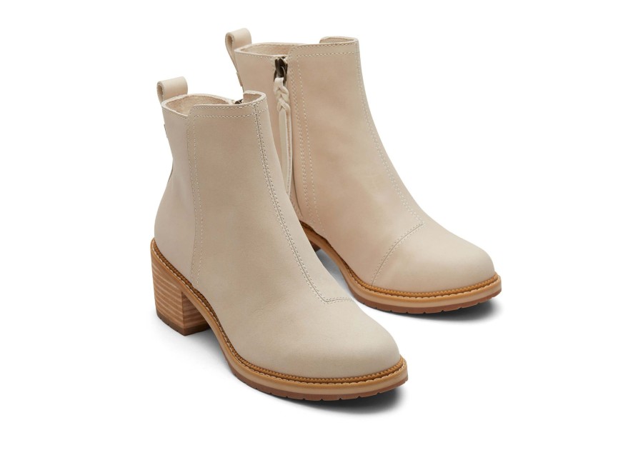 Femme TOMS Talons & Compensees | Bottes Impermeable Marina Beige Leather