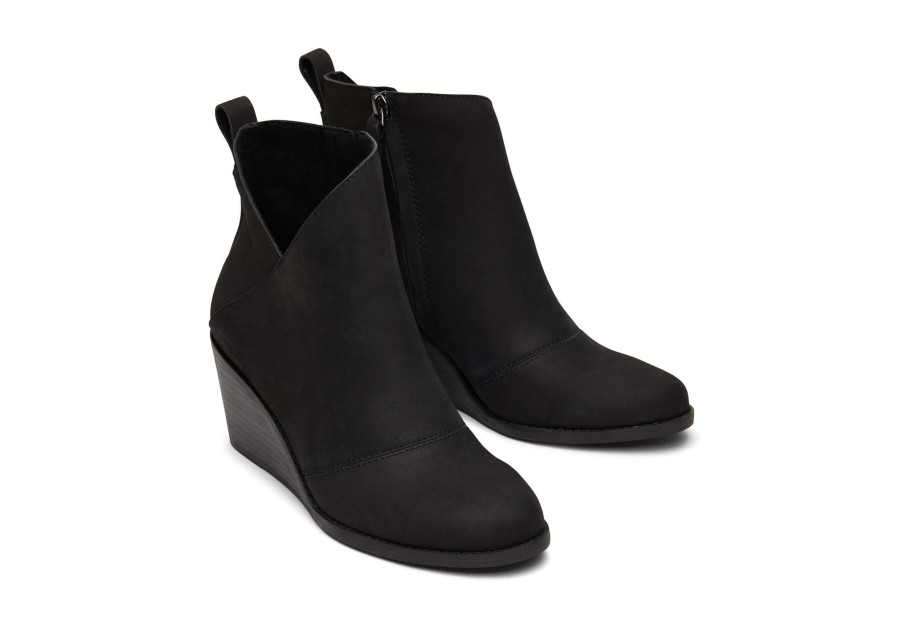 Femme TOMS Talons & Compensees | Bottine Sutton Cuir Noir