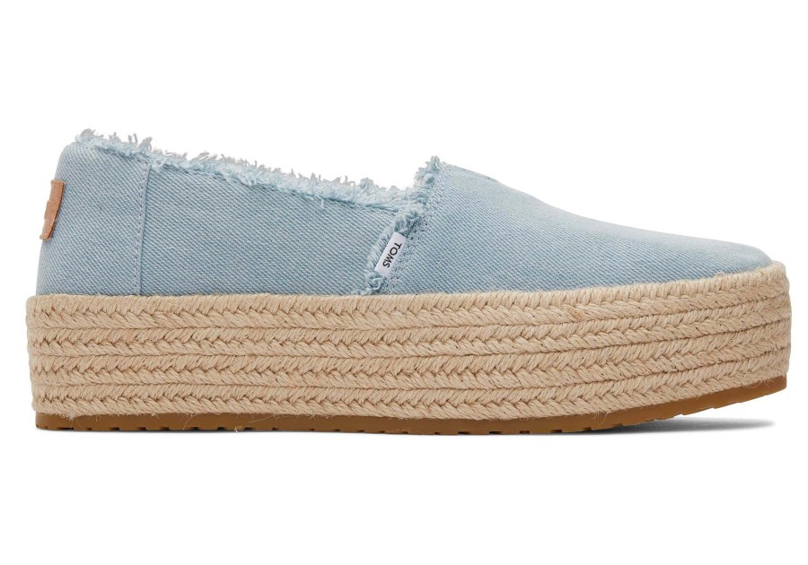 Femme TOMS Slip-Ons | Valencia Platform Espadrille Denim Lave Bleu Pastel