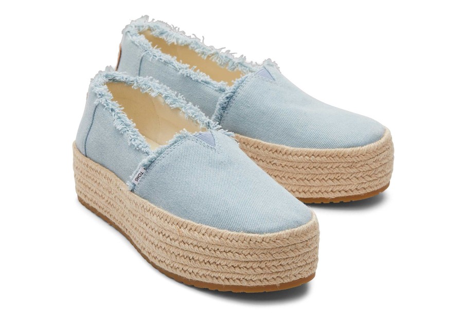 Femme TOMS Slip-Ons | Valencia Platform Espadrille Denim Lave Bleu Pastel