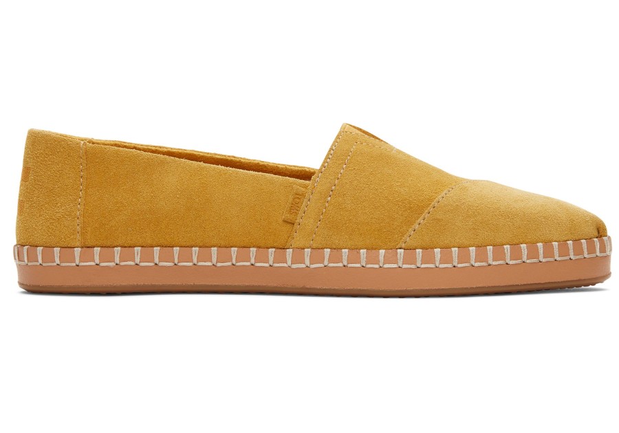 Femme TOMS Slip-Ons | Alpargata Enveloppe En Cuir Daim Dore En Or