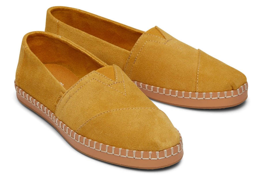 Femme TOMS Slip-Ons | Alpargata Enveloppe En Cuir Daim Dore En Or