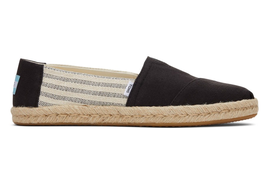 Femme TOMS Espadrilles | Alpargata Recycled Cotton Rope Espadrille Rayures Noires