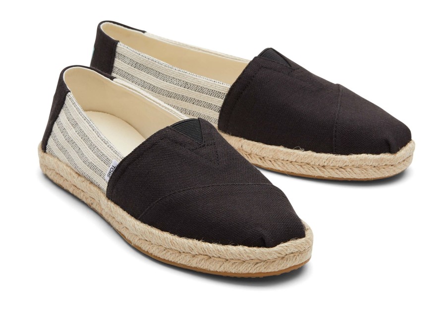 Femme TOMS Espadrilles | Alpargata Recycled Cotton Rope Espadrille Rayures Noires