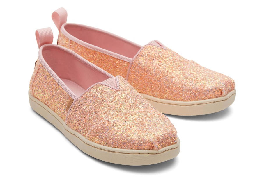 Enfant TOMS | Alpargata A Paillettes Pour Enfant Pink Chunky Glitter