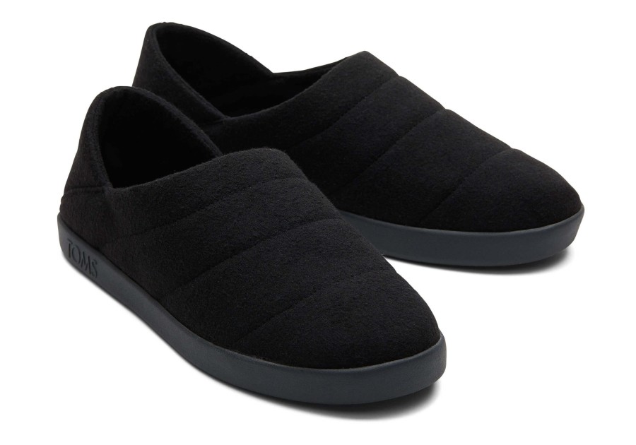 Homme TOMS Chaussons | Chaussons Ezra Black Felt/Fleece