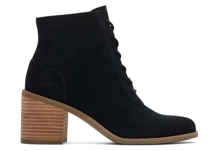 Femme TOMS Talons & Compensees | Bottine Evelyn A Lacets Suede Black