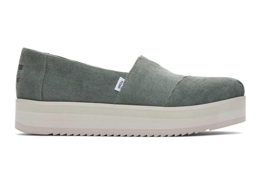 Femme TOMS Slip-Ons | Espadrille Alpargata Midform Corduroy Bonsai Green