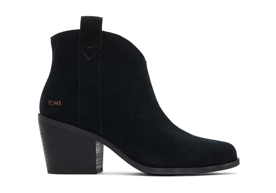 Femme TOMS Talons & Compensees | Constance Black Suede Heeled Boot Black/Black