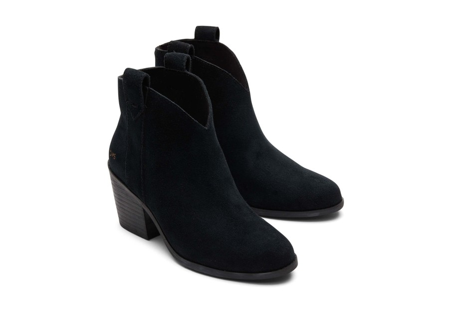 Femme TOMS Talons & Compensees | Constance Black Suede Heeled Boot Black/Black