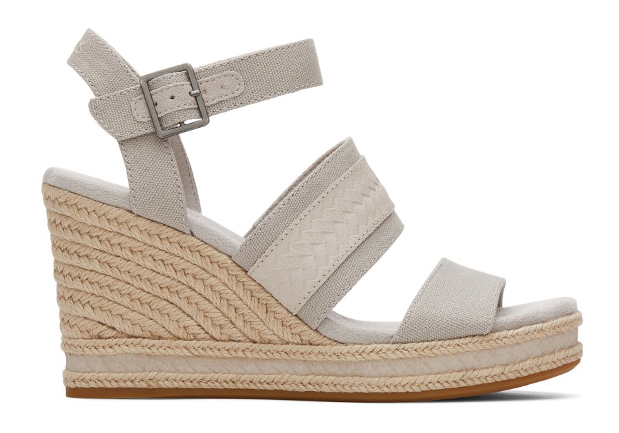 Femme TOMS Talons & Compensees | Madelyn Wedge Sandal Toile Gris Galet