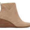 Femme TOMS Talons & Compensees | Sutton Oatmeal Suede Wedge Boot Daim Avoine