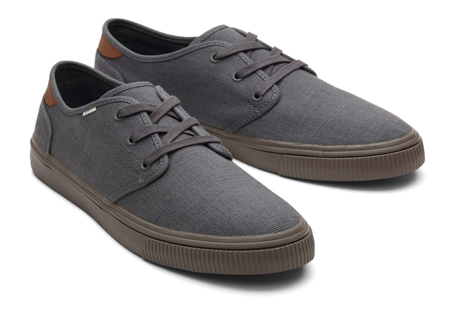 Homme TOMS Sneakers | Carlo Graphite Heritage Canvas Lace-Up Sneaker Smoky Graphite