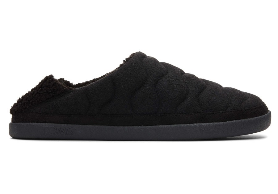 Femme TOMS Chaussons | Chaussons Ezra Black Quilted Felt