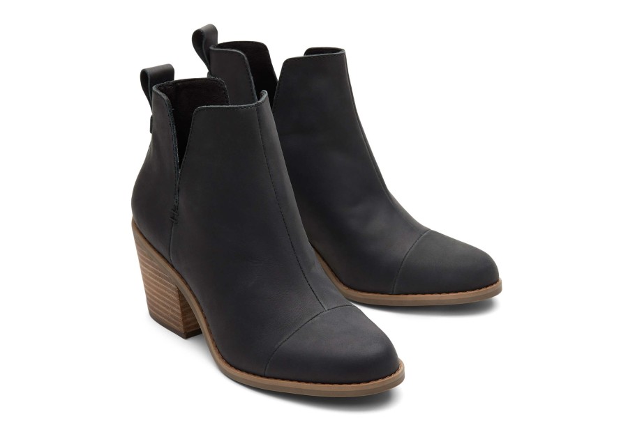 Femme TOMS Talons & Compensees | Bottes Everly Cuir Noir