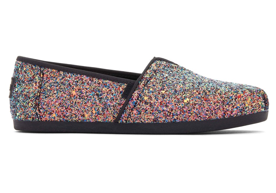 Femme TOMS Slip-Ons | Alpargata Noire A Paillettes Black Chunky Glitter