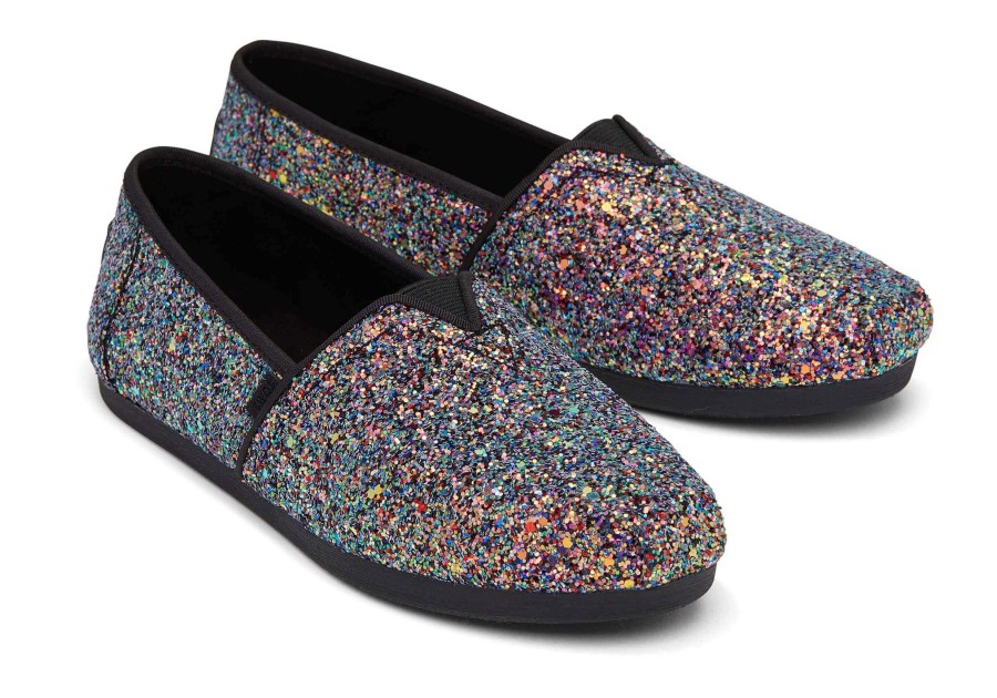 Femme TOMS Slip-Ons | Alpargata Noire A Paillettes Black Chunky Glitter