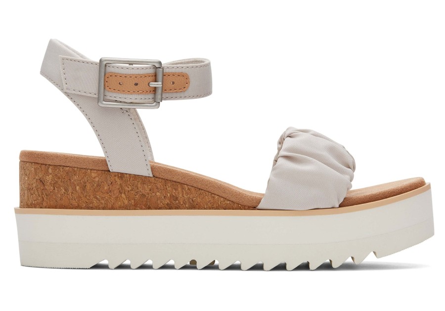 Femme TOMS Plateformes | Diana Ruched Woven Wedge Sandal Tissu Fronce Mastic