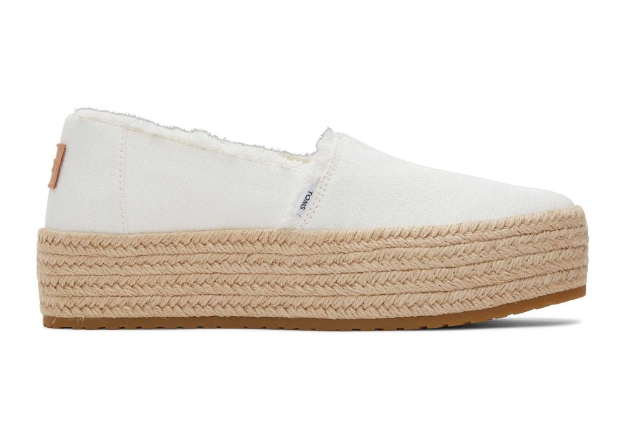 Femme TOMS Plateformes | Valencia Platform Espadrille White Canvas