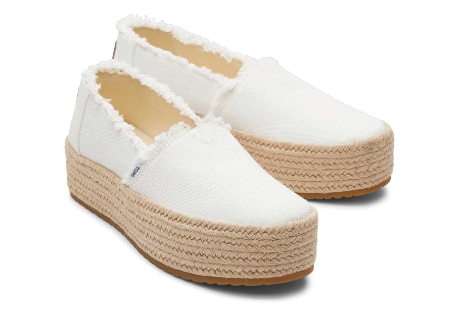 Femme TOMS Plateformes | Valencia Platform Espadrille White Canvas