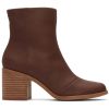 Femme TOMS Talons & Compensees | Evelyn Chestnut Leather Heeled Boot Leather Chestnut