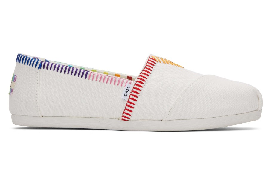 Femme TOMS Alpargata | Alpargata Unity White Rainbow Canvas