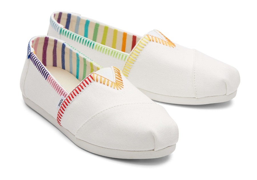 Femme TOMS Alpargata | Alpargata Unity White Rainbow Canvas