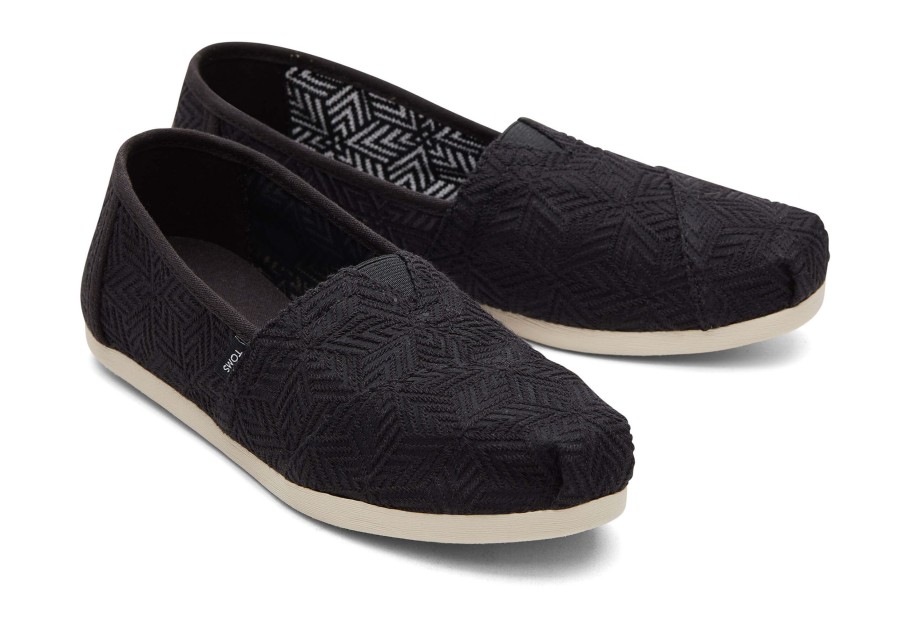 Femme TOMS Alpargata | Alpargata Geometric Lace Dentelle Geometrique Noire