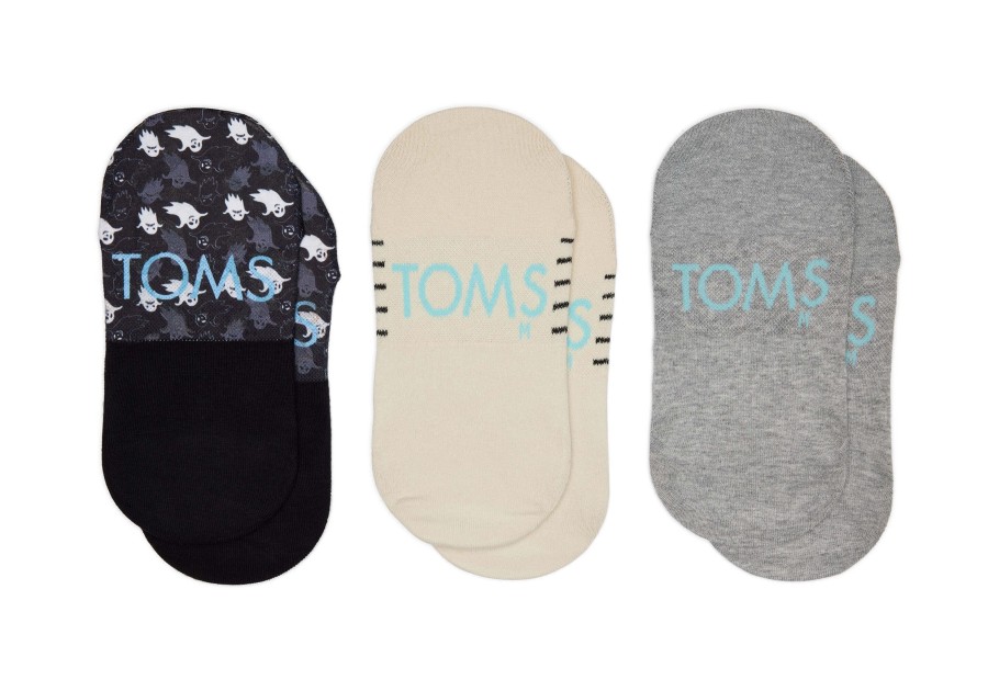 Femme TOMS | Ultimate No Show Socks Spooky 3 Pack Cat Stripes Ghosts