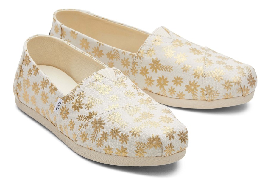 Femme TOMS Alpargata | Alpargata Floral Blooms Gold Foil