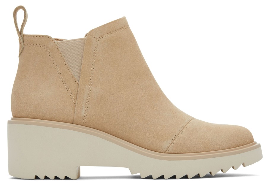 Femme TOMS Bottes | Maude Oatmeal Suede Wedge Boot Daim Avoine